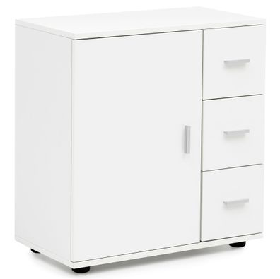 Wohnling Badschrank WL5.877 Midischrank Weiß Badezimmerschrank Matt Kommode