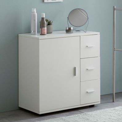 Wohnling Badschrank WL5.877 Midischrank Weiß Badezimmerschrank Matt Kommode