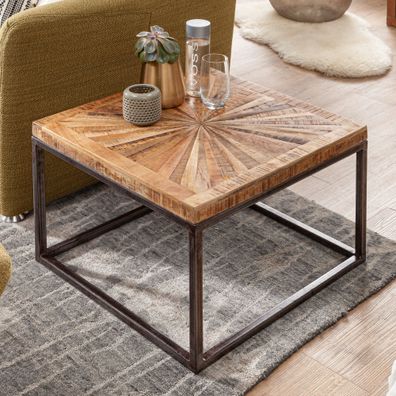 Wohnling Couchtisch Holz Massiv 55x55 cm Wohnzimmertisch Modern Tisch Sofatisch
