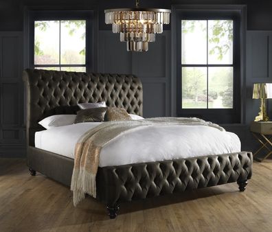 Chesterfield Textil Bett Schlafzimmer Betten Doppel Polster 140/160/180/200 cm