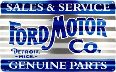 US Wellblech Schild FORD Motor Co. Detroit Mich. Sales & Service 45 x 29 cm