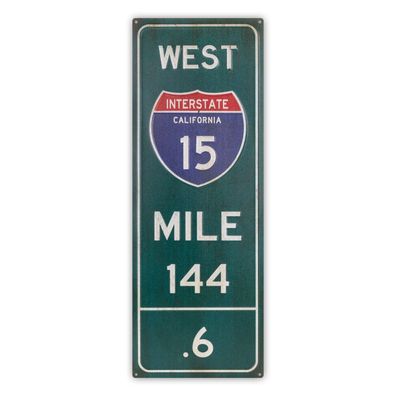 US Strassenschild Interstate California 15 West Mile 144 / 20x55cm motivgeprägt