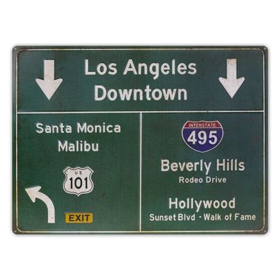 US Strassenschild Los Angeles Downtown - 58x43 cm Santa Monica Beverly Hills