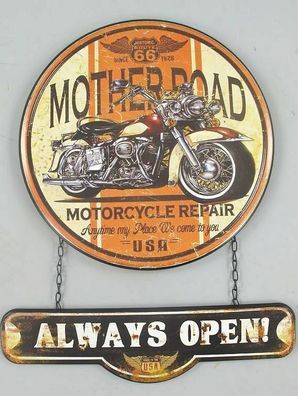 2-teiliges Schild Route 66 Mother Road always open 50x40 cm Bike Motorcycles