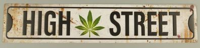 US Strassenschild High Street - 60 x 12 cm Stoned Kiffen