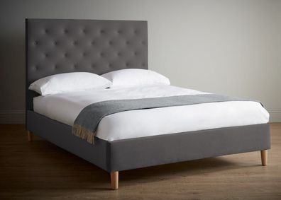 Bett Polster Design Luxus Doppel Hotel Betten Schlaf Zimmer Chesterfield Grau