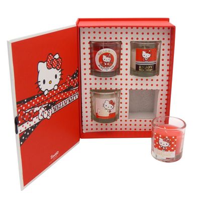 Hello Kitty Duftkerzen im Glas Geschenkset Geschenketui Erdbeere+Vanille