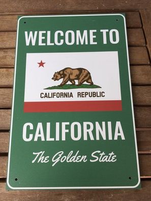 US Strassenschild 20x30 Welcome to California - the Golden State - Pacific Hwy