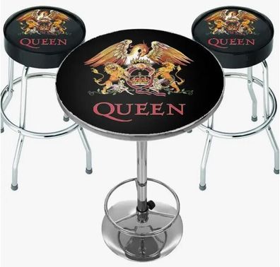 Rocksax Queen Logo - Bar Set: 2 x Barhocker + 1 x Stehtisch - we will rock you !