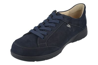 FINN Comfort Canvey Herren Schnürschuhe mit Reißverschluss blau ink Nubukleder