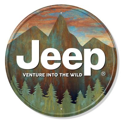 US Retro Schild: JEEP Venture into the Wild - 30 cm Durchmesser