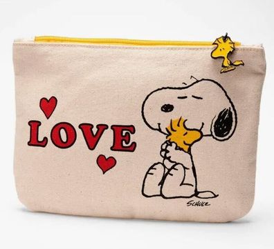 Snoopy Kulturbeutel Love 18 x 25 cm - Woodstock als Zipper - 100 % Baumwolle