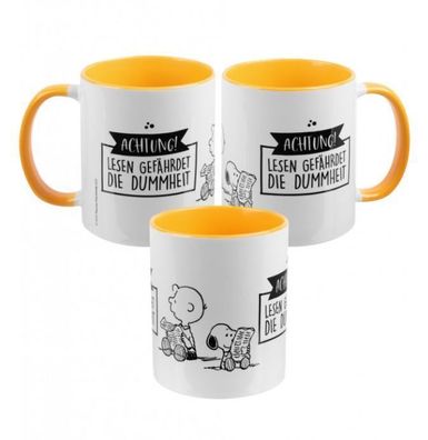 Snoopy Tasse Kaffee Tee 320 ml Leseratte, Lesen gefährdet die Dummheit etc