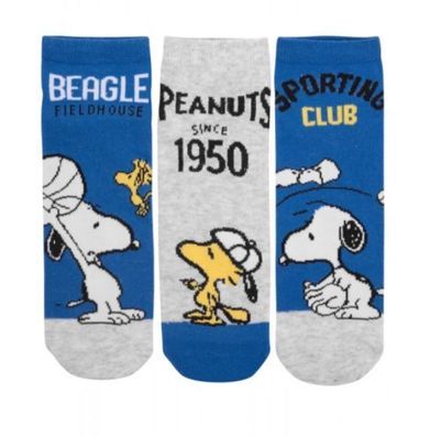 Snoopy+Woodstock Sneaker Socken 3-er Pack 35-42 80%Baumwolle+20%Polyester