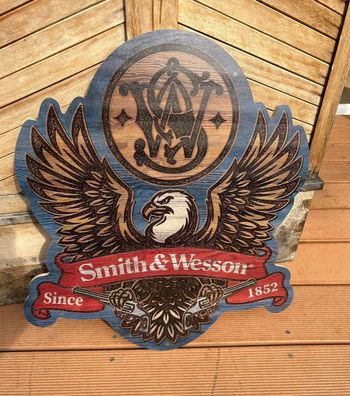 XXL Holzschild Smith & Wesson Eagle since 1952 ca. 50 x 58 cm