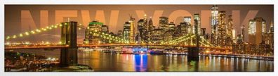 XXL Metall Panoramaschild New York Brooklyn Bridge + Skyline 80 x 20 cm