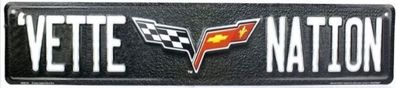 US Strassenschild 60x12 cm: Vette Nation - Chevrolet Corvette C1 C2 C3 V8