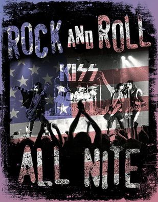 US Schild KISS Rock and Roll - all Nite 31 x 40 cm ovp Plakat (Gr. 41x30 cm)