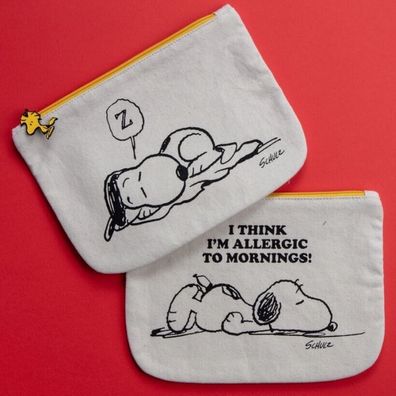 Snoopy Kulturbeutel Allergic to Mornings 18x25 cm - 100 % Baumwolle