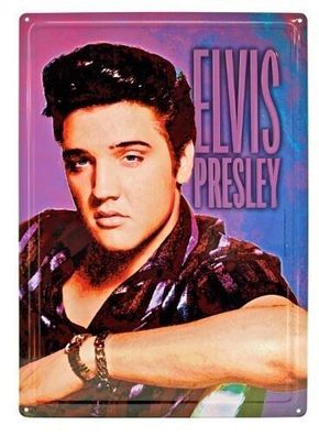 Schild 30x43 cm motivgeprägt Elvis The King of Rock and Roll - Portrait