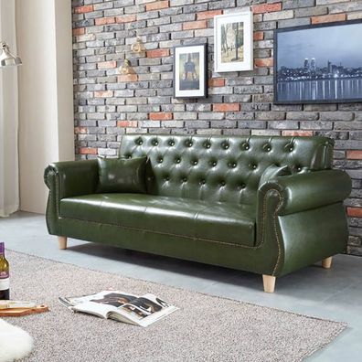 Britische Dreisitzer Couch - Luxus Leder Möbel - Wohnzimmer Sofa Dreisitzer Neu