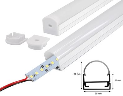 LED Alu Profil SchieneAluminium Leiste Milchglas Abdeckung inkl. Alu Strip 1 Meter