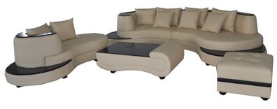 Luxus Wohn Eck Leder Garnitur Landschaft Polster XXL Big Sofa Tisch U Form + USB