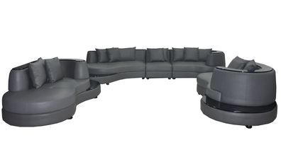 Luxus Wohn Eck Leder Garnitur Landschaft Polster Ecke XXL Big Sofa U Form + USB