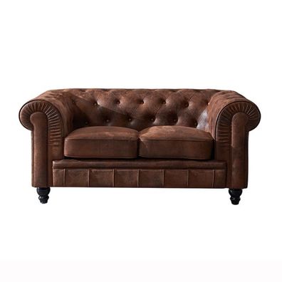 Mens Club Chesterfield Sofa Couch Leder Polster 2 Sitzer Braun NEW jvmoebel ®
