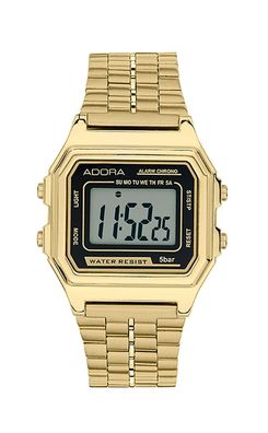 Adora > Herren Armbanduhr Edelstahlband > Quarz gelbgoldfarben Digital