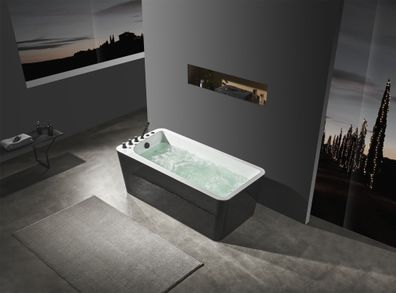 Luxus Badewanne Schwarz Weiße Wanne Badewannen 170x80 mit Armaturen Komplett