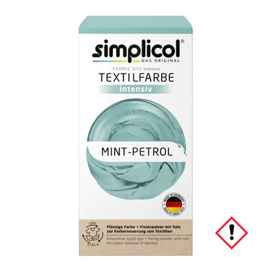 Simplicol Textilfarbe intensiv Mint Petrol Set Farbe und Fixierer