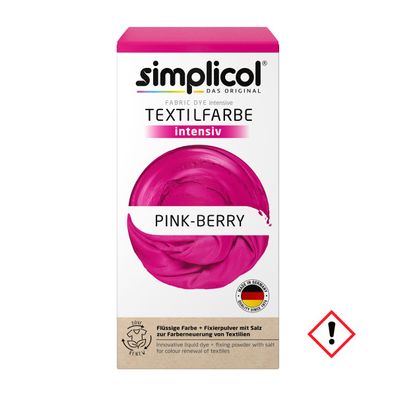 Simplicol Textilfarbe intensiv Pink Berry Set Farbe und Fixierer