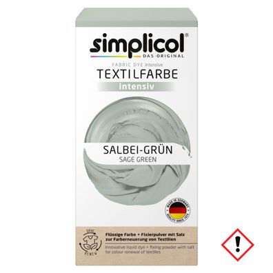 Simplicol Textilfarbe intensiv Salbei Grün Set Farbe und Fixierer