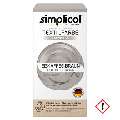 Simplicol Textilfarbe intensiv Eiskaffee Braun Set Farbe und Fixierer