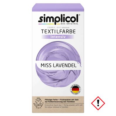 Simplicol Textilfarbe intensiv Miss Lavendel Set Farbe und Fixierer