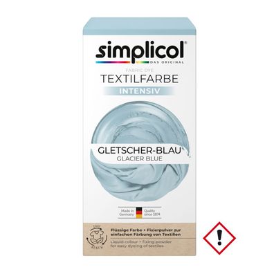 Simplicol Textilfarbe Intensiv Gletscher Blau 150ml und Fixierer 400g