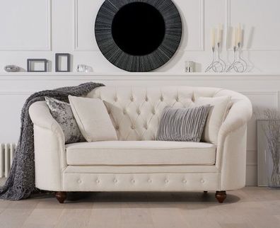 Klassische Textil Couch - Beige Chesterfield Stoff Sofa 2 Sitzer Neu jvmoebel ®