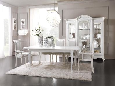 Italienisches Esszimmer Möbel Set Esszimmer Gruppe Vitrine Tisch 6x Stühle 8tlg