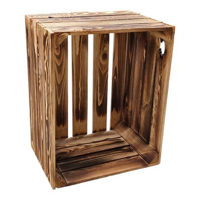 Holzkiste Obstkiste Weinkiste neu geflammt 50 x 40 x 30cm massiv und robust