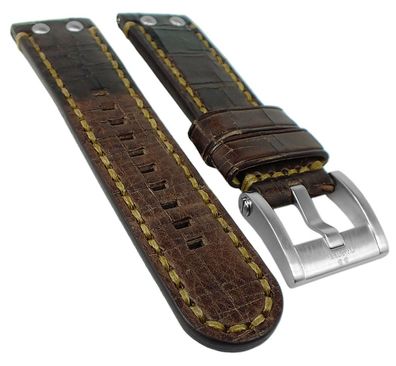 TW STEEL Uhrenarmband 24mm | Leder, dunkelbraun mit derber Naht TWS710