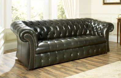 Grüne Chesterfield Sofa Couch Polster Stoff Leder Couchen Polster 3 Sitzer Leder