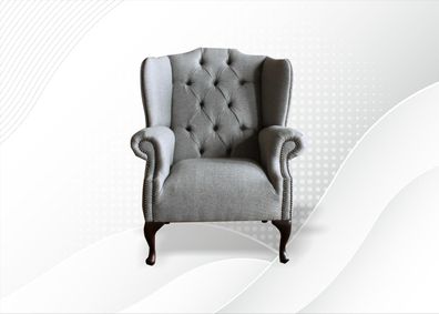 Chesterfield Ohrensessel Club Relax Sessel Stuhl Polster Stoff Textil 1 Sitz Neu