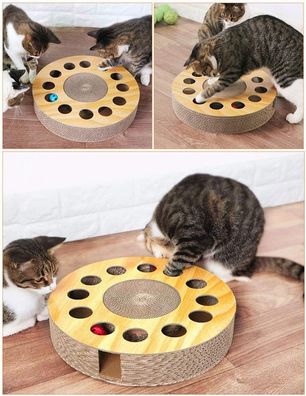 Katzenspielzeug, Katzenspielzeug mit stabilen Kratzpads und 2 Bällen