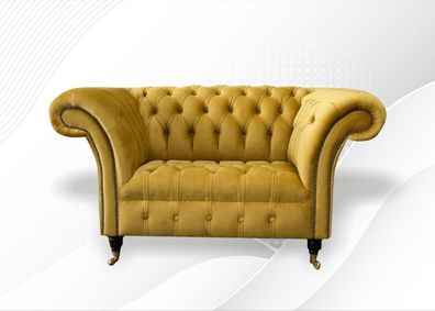Gelber Sessel Lounge Club Möbel Textil Chesterfield Polster 1,50 Sitze xxl big