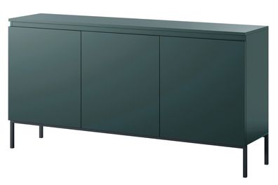 Selsey BEMMI - dreitrige Kommode, Dunkelgrn mit Metallbeinen, 150 cm