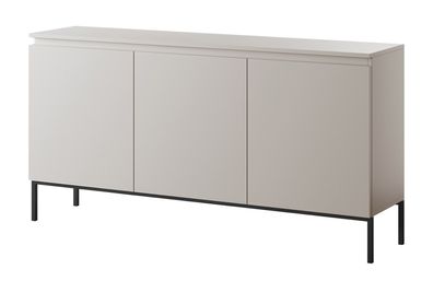 Selsey Bemmi - Sideboard Kommode 3-trig, Beige mit schwarzen Beinen, 150 cm