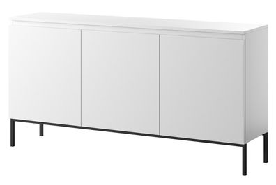 Selsey Bemmi - Sideboard Kommode 3-trig, Weiß mit schwarzen Beinen, 150 cm