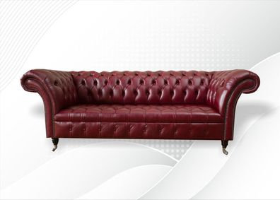 Chesterfield 3 Sitzer Bordaux Modern Design Couchen Leder Sofa Neu xxl big Möbel