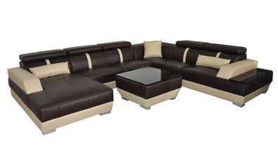 Ledersofa Wohnlandschaft Eck Garnitur Design Modern Sofa U-Form+Chaise K5015